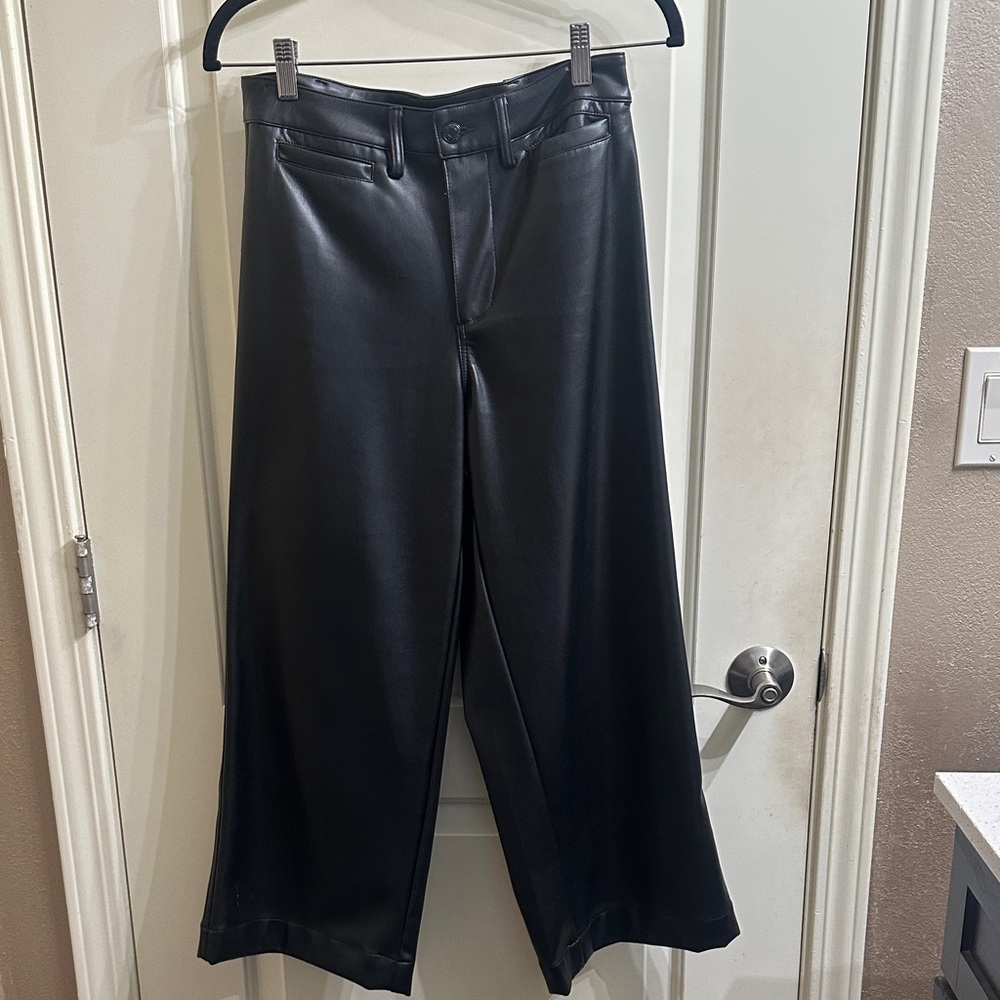 Oat New York Black Wide-Leg Leather pants